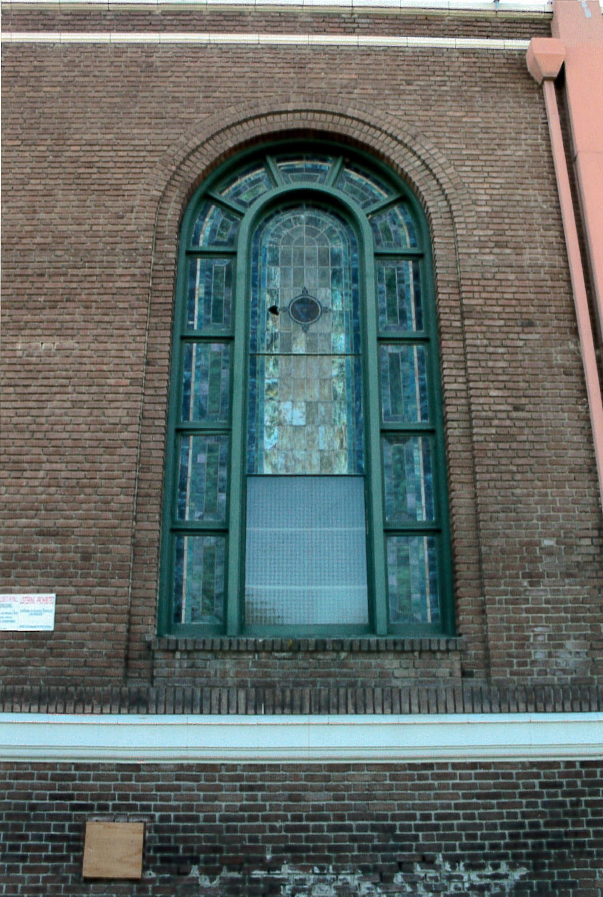 Close up of stained-glass window